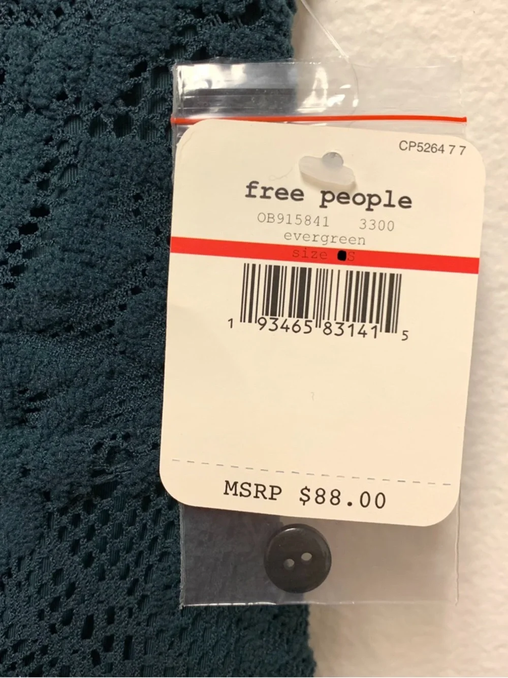 Free People‎ Harper Backless Halter Lace Mini Dress Size Small Evergreen NWT
